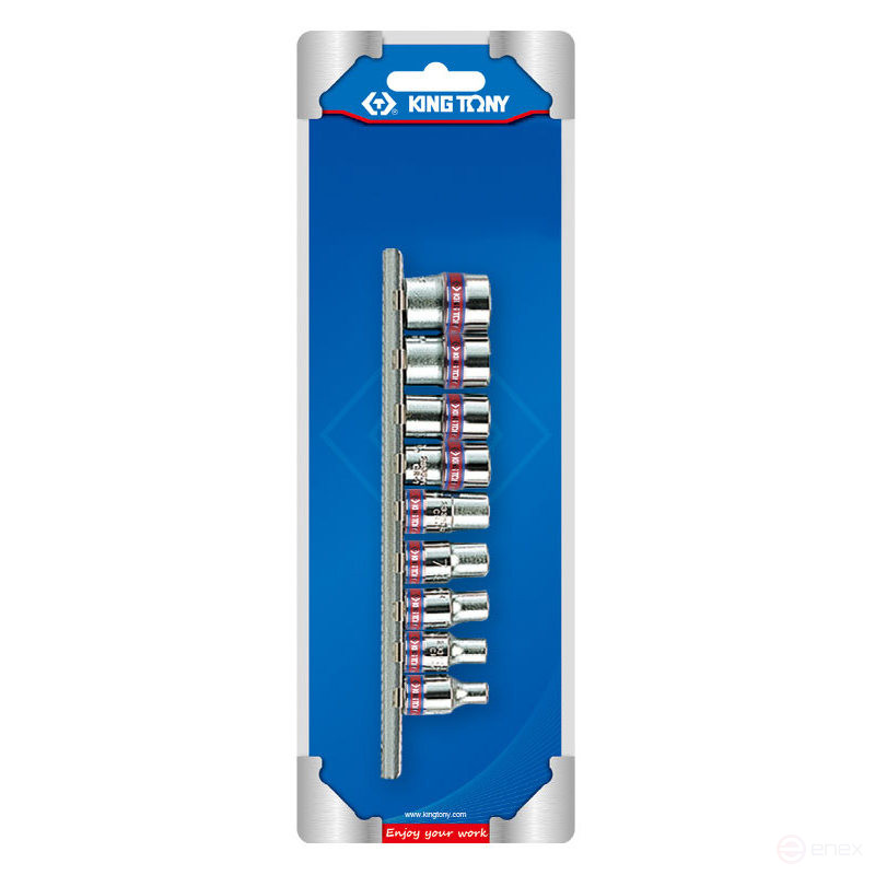 1/4" Socket Set, Hexagon, 5/32"-1/2", 9 pieces KING TONY 2509SR