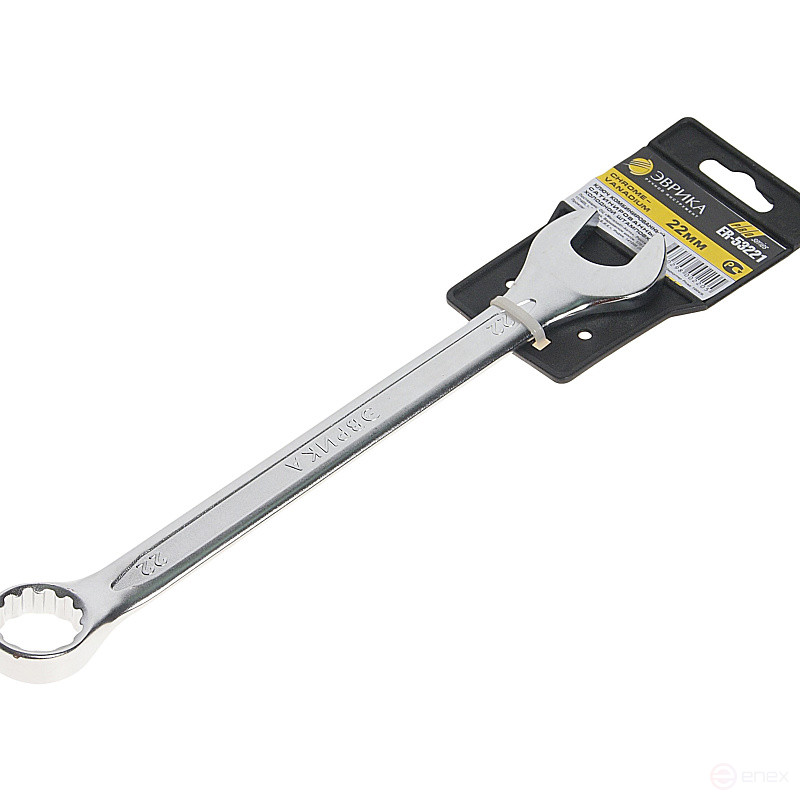 Ключ комбинированный 22мм ER-53221 (Chrome vanadium) на держателе PRO ЭВРИКА 1/10/100