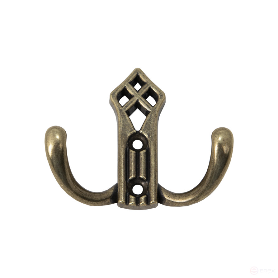 Hook metal two-horn metal PALAZZO antique brass AKS