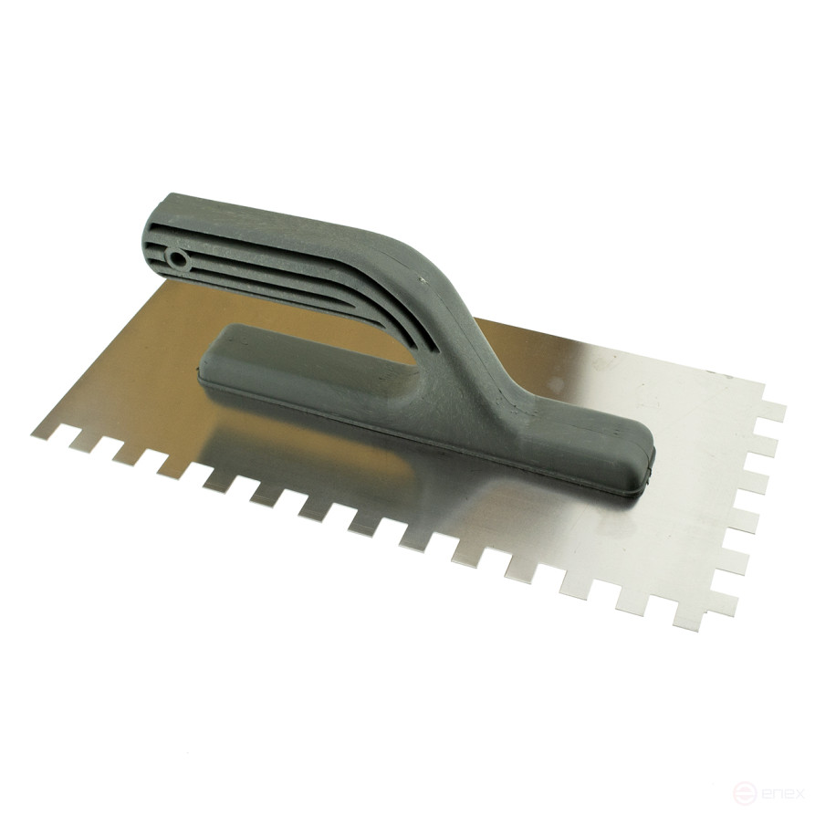 Гладилка зубчатая нержавеющая 130 х 280 мм, зуб 10х10мм, пласт.ручка, Чеглок (30)