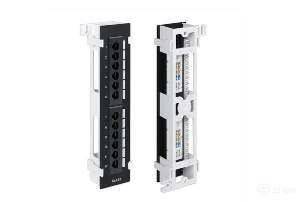 Патч-панель Ripo (Рипо) настенная, 12 портов, Cat.5e (Класс D), 100МГц, RJ45/8P8C, 110, T568A/B,