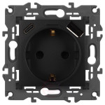 Розетка ЭРА Elegance 14-4108-05 2P+E 16A-250В со шторками с USB type-A+C 5В-3А антрацит