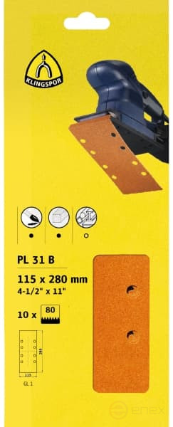 Шлифовальная шкурка на бумажной основе для финишной обработки PL 31 B, 93 x 230 (50 шт), 241736