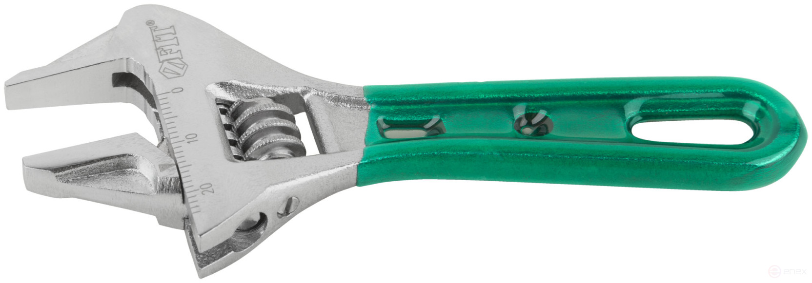 Adjustable "Smart" wrench, CrV, shortened, narrow jaws, scale, extra magnification.Grip 115mm (24mm)