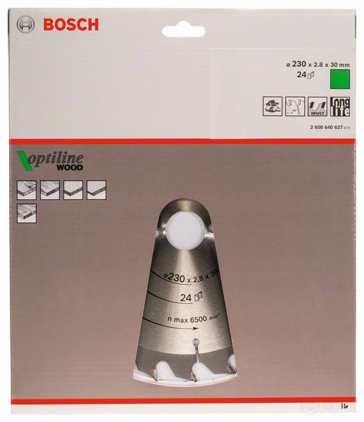 Пильный диск Optiline Wood 230 x 30 x 2,8 mm, 24