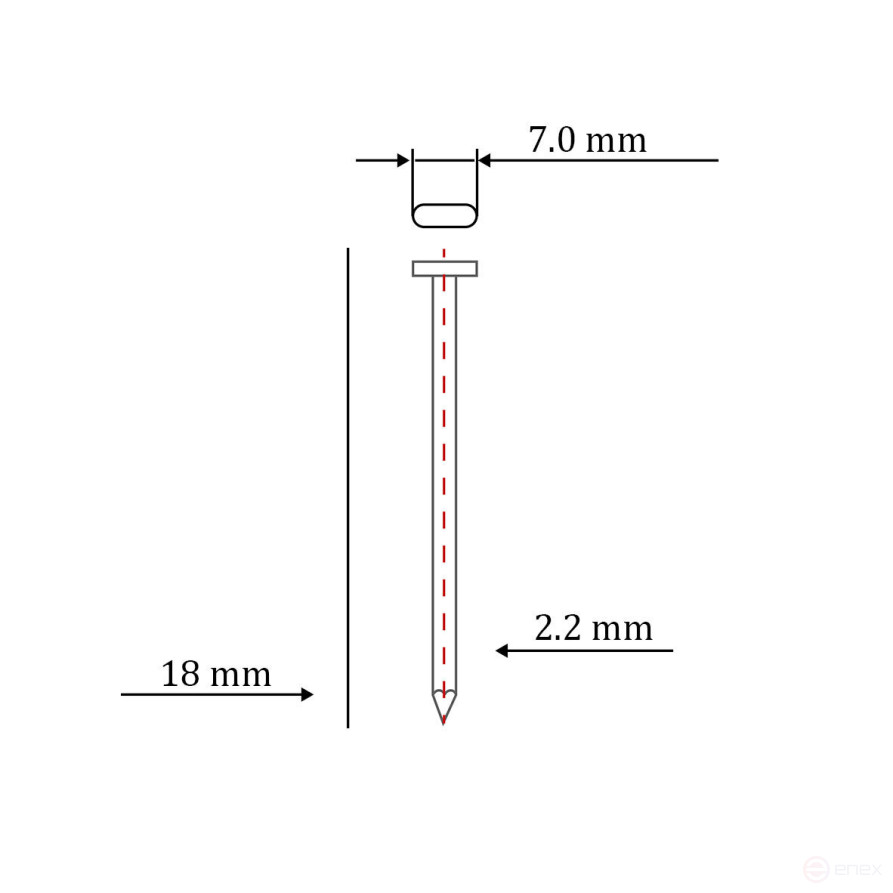 Concrete nail type ST/TN for pneumatic gun (18 mm, type 14ga, 1000 pcs/pack)