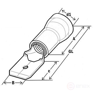 Штекер плоский, термоусадочный 0,25-1,5/6,3x0,8 (упак.100шт)