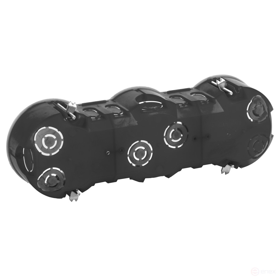 KUP ERA Installation Box-3-70-45 black 3-seater 212x70x45mm for hollow walls self-tapping screws metal feet IP20