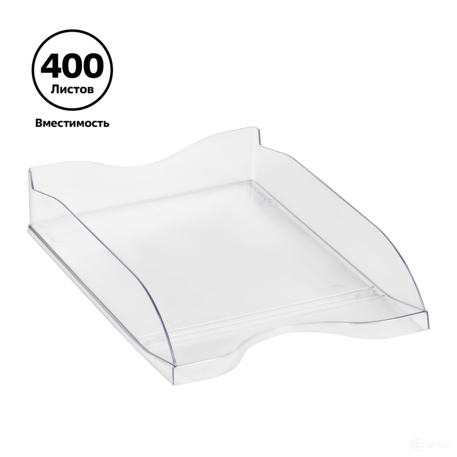 Лоток для бумаг горизонтальный СТАММ "Тропик", прозрачный