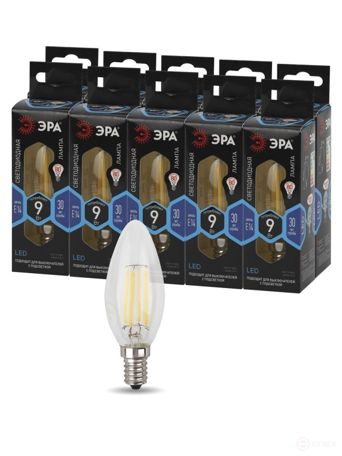 LED ERA Lamp F-LED B35-9w-840-E14 9W Filament Candle Neutral White Light E14