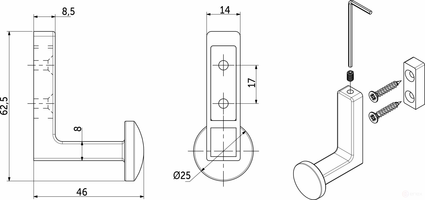 Hook metal one-horn metal KING graphite AKS