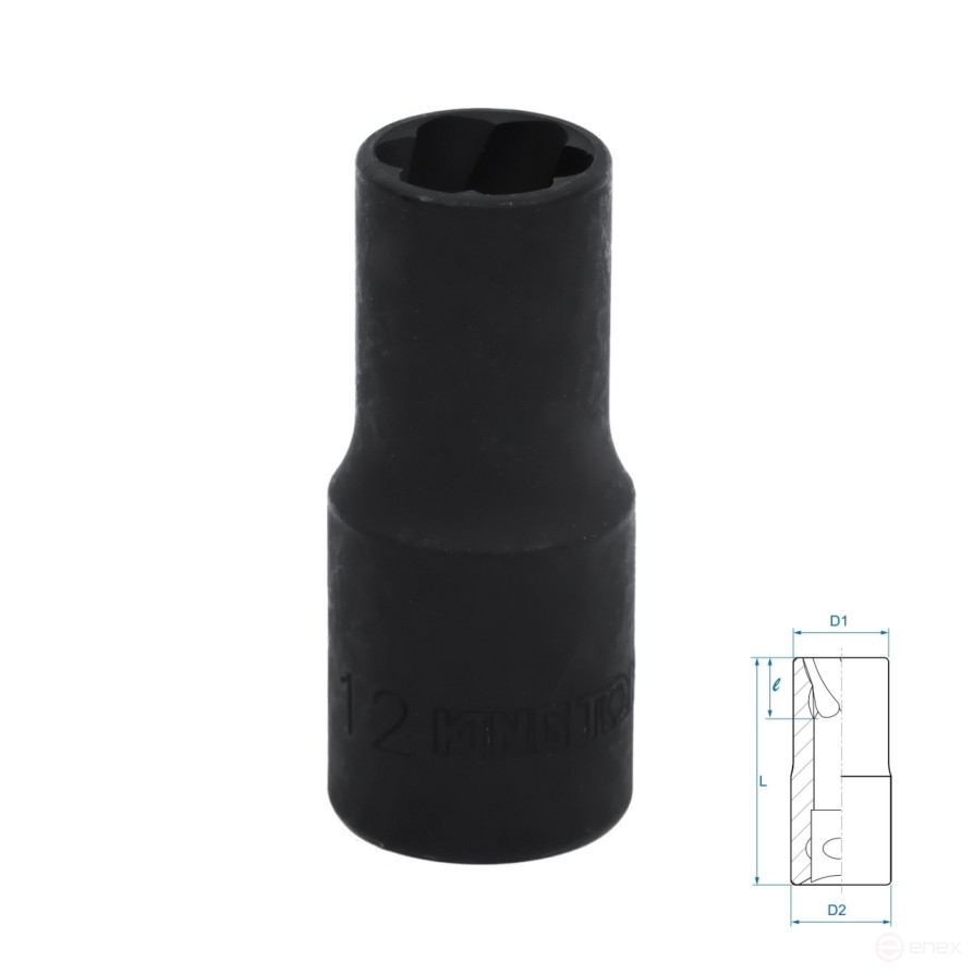 Head for damaged fasteners 1/2", 12 mm KING TONY 9TD403-12M