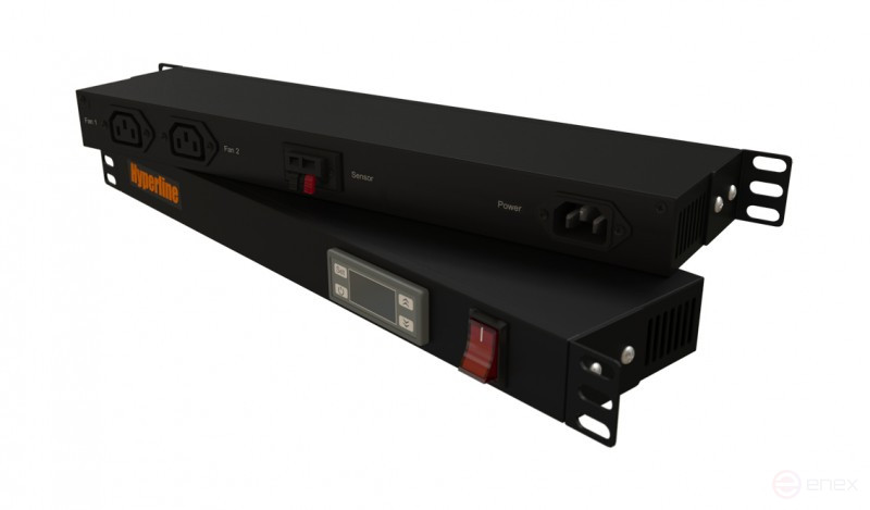 TMPY2-230V-RAL9004 Microprocessor control panel,1U, for all cabinets 19", connection of up to two devices, temperature sensor, 1.8 m power cable, color black (RAL 9004)