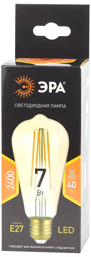 LED lamp ERA F-LED ST64-7W-824-E27 gold 7W filament golden warm white light E27