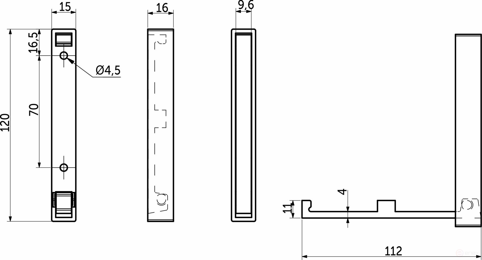 Крючок меб. однорожковый мет. STEP хром матовый AKS