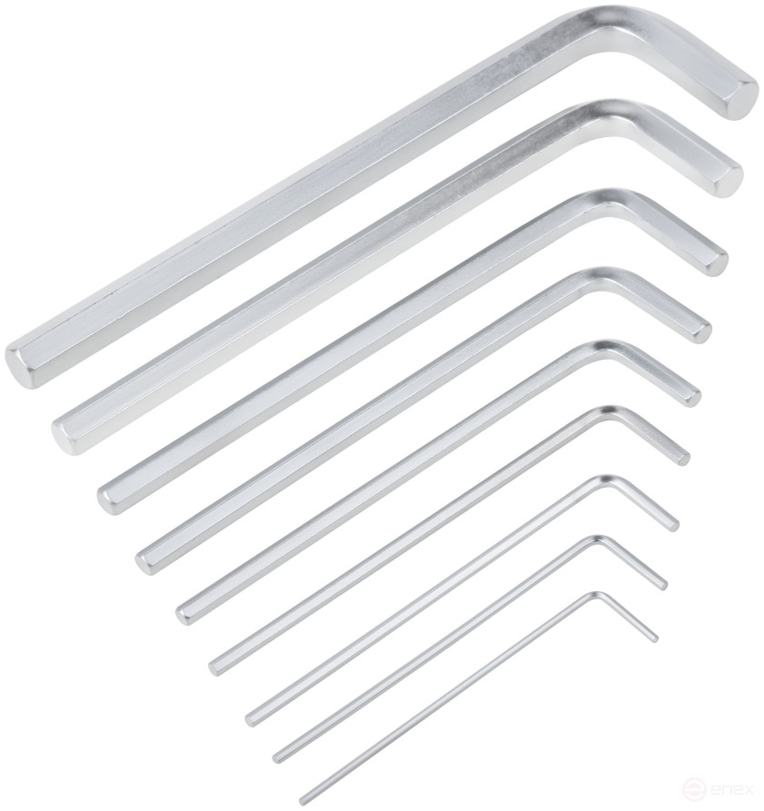 Ключи шестигранные, CrV сталь , 9 шт., 1,5-10 мм, длинные, в пластиковом держателе