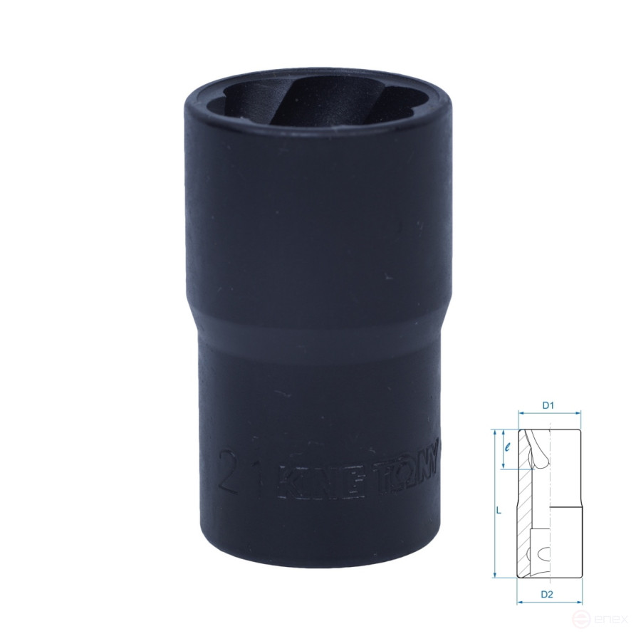 Head for damaged fasteners 1/2", 21 mm KING TONY 9TD403-21M