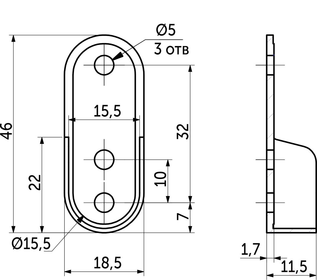 Держатель трубы овальной (сталь), никель AKS