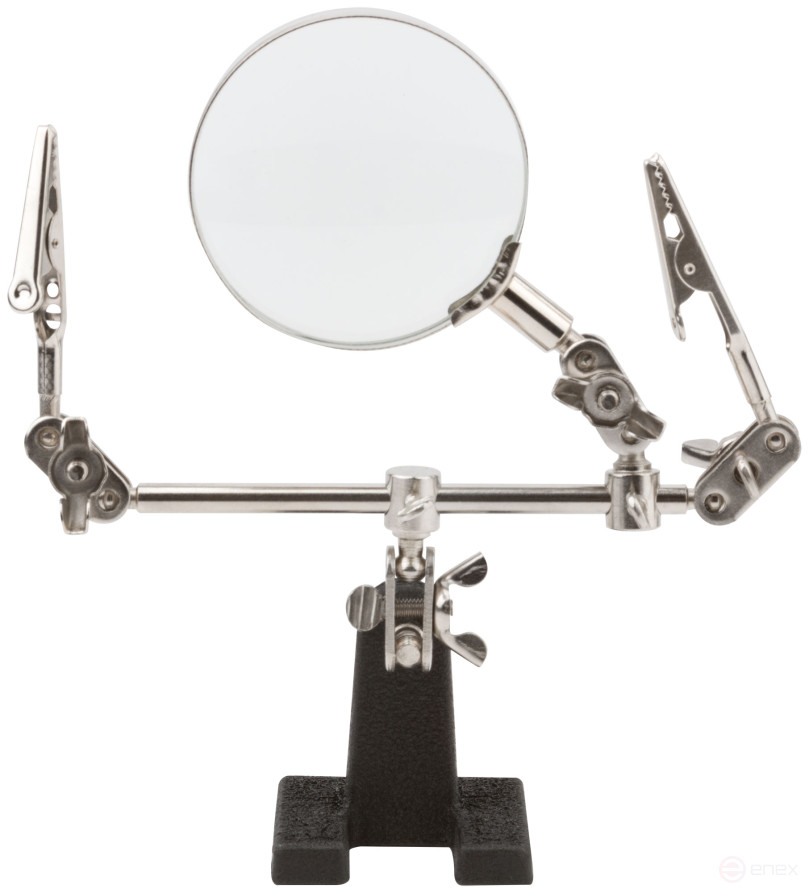 Зажим для пайки с лупой ( Пост монтажный "3-я рука") 62 мм - 3Х