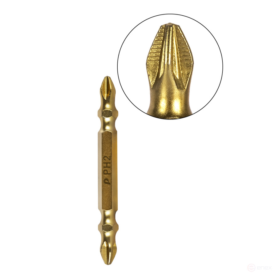 Бита отверточная ПРАКТИКА "Эксперт" двусторонняя PH-2 / PH-2 х 65мм Tin (1шт), блистер (037-121)