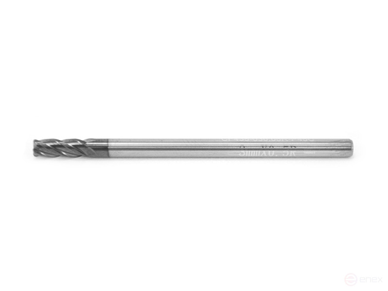 Carbide end mill 3 x 8 x 50 r=0.5 H55C Z=4 c/x dx=4 CF435-030.05RA-H55C Beltools
