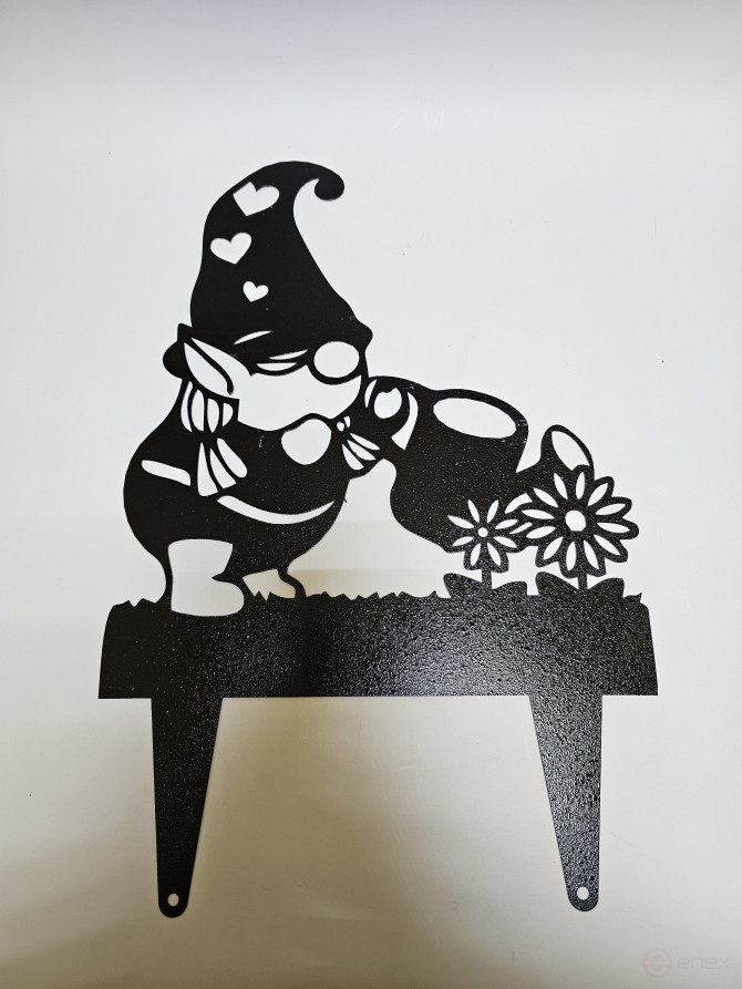 Large garden figurine "Gnome with watering can and flowers"