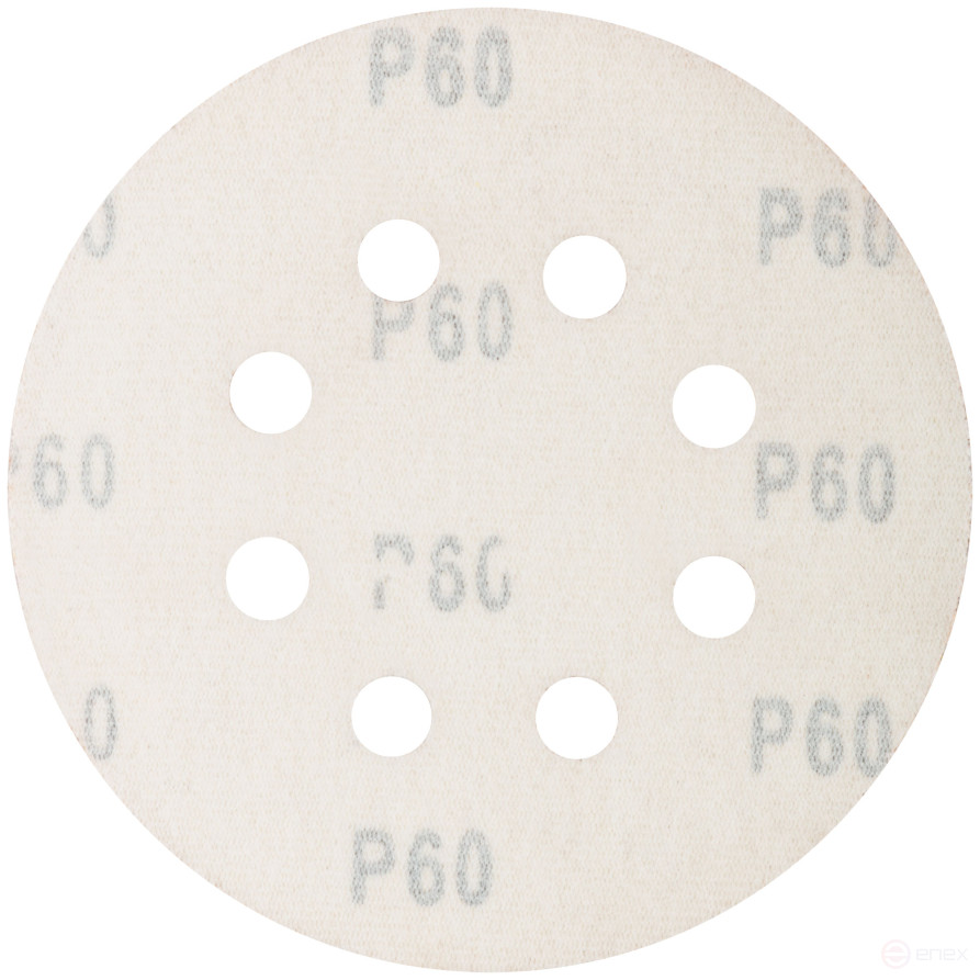 Круги абразивные шлифовальные перфорированные на ворсовой основе под "липучку" (Р60, 125 мм, 5шт.), CUTOP Profi