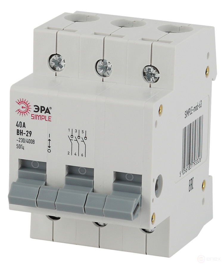 Выключатель нагрузки ЭРА SIMPLE SIMPLE-mod-65 3P 40А ВН-29