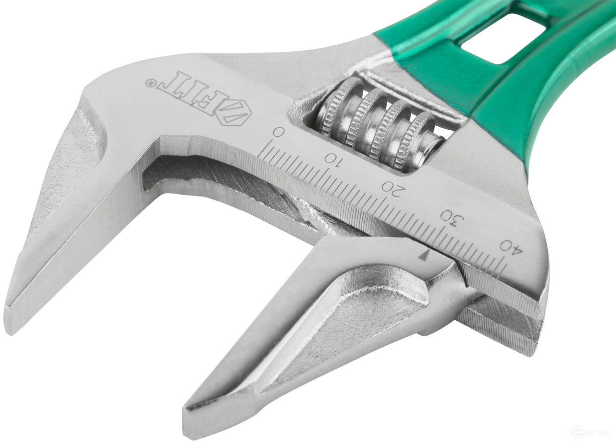 Adjustable "Smart" wrench, CrV, shortened, narrow jaws, scale, extra magnification.Grip 155 mm (43 mm)
