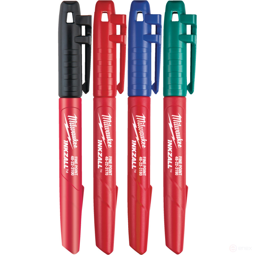 Markers Thin Color INKZALL™ set of 4 pcs. for the construction site (Blue/Red/Green/Black)
