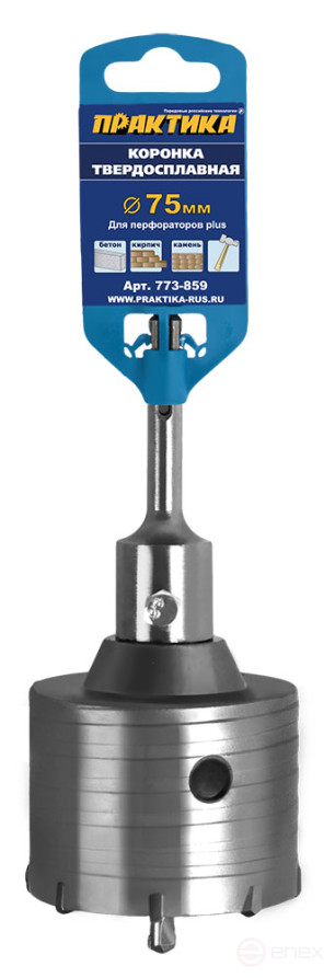Коронка твердосплавная ПРАКТИКА SDS-Plus ударная 75 мм (1шт.) клипса (773-859)