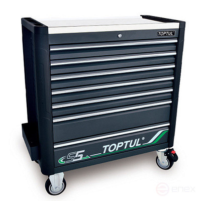 Jumbo tool cart with 7 drawers, stainless steel countertop TOPTUL TCBT0703