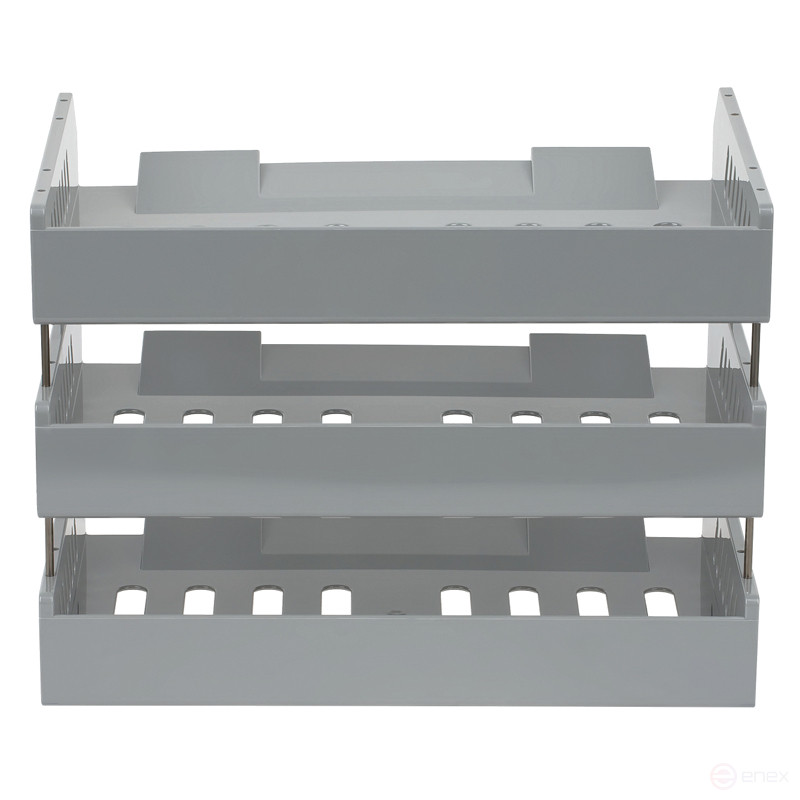 Paper tray horizontal STAMM "City", set of 3 pcs., on the met. rods, wide loading, grey