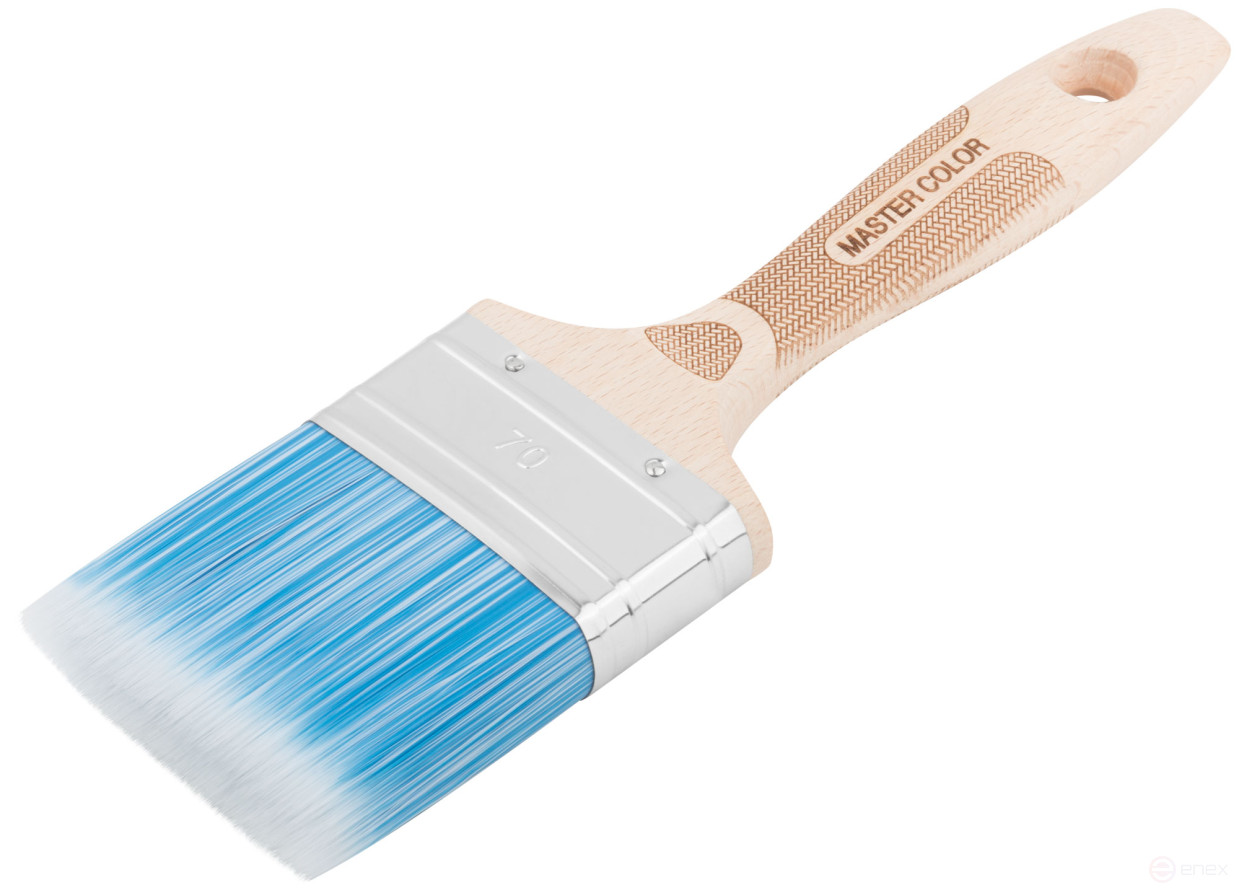 The brush is fluted, thick. 18 mm, PBT bristles, stainless steel crimp., beech handle, width 70 mm
