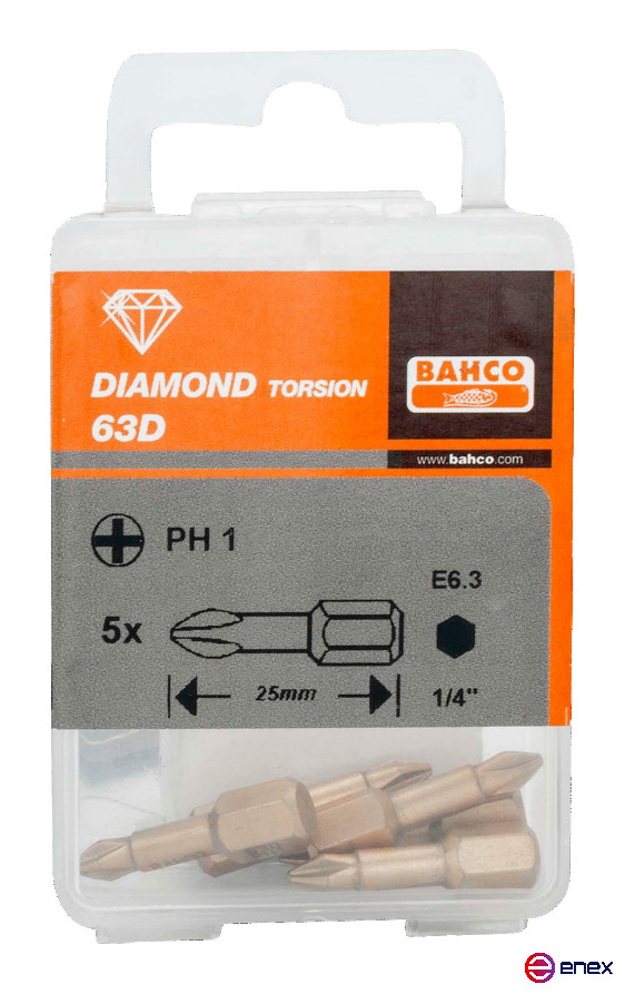 Биты под винты Phillips, 25 мм 63D/PH1