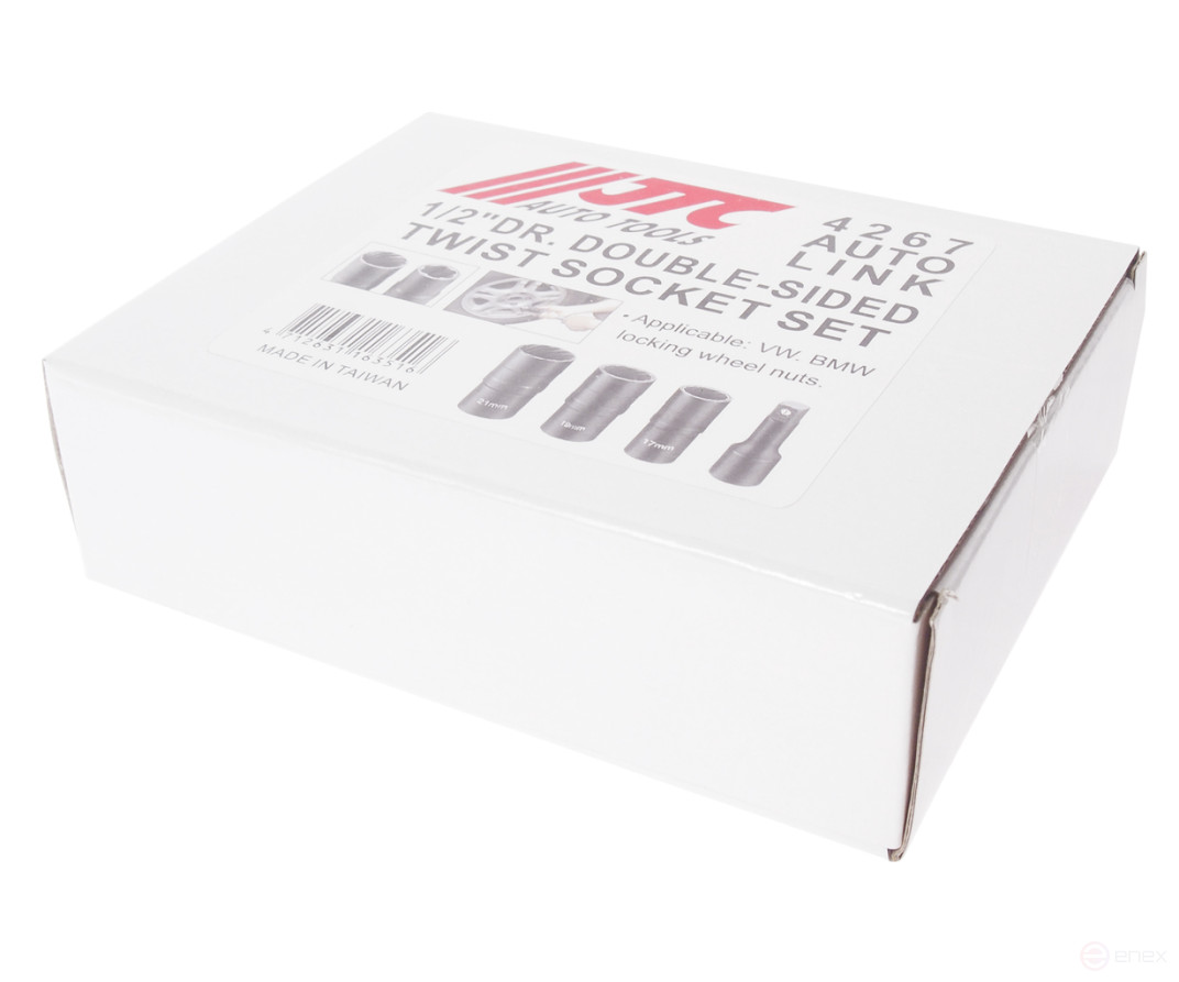 Набор головок для секретных болтов и гаек двухсторонних 17,19,21мм 4 предмета JTC