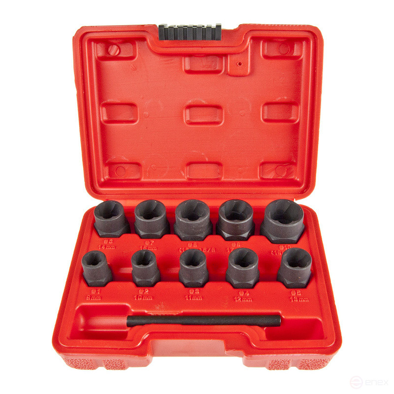 Set of ER-86416 heads for damaged bolts and nuts, 3/8" 11pr.(9-17, 19mm), in EUREKA case /1/20