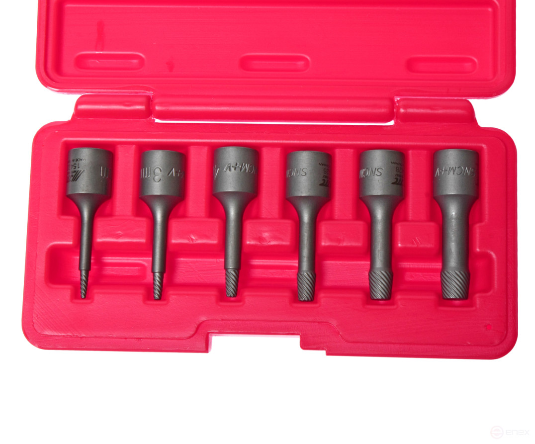 Набор экстракторов 2-10мм для поврежденных болтов 6 предметов в кейсе JTC
