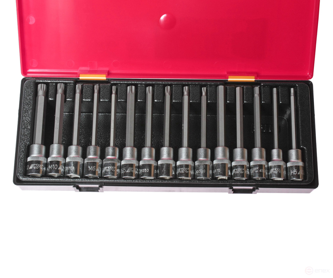 Set of 1/2" TORX,HEX,SPLINE 15-piece heads and bit heads in a JTC case