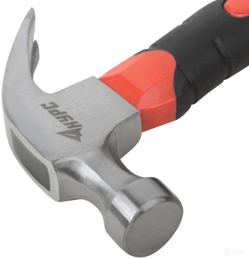 Молоток-гвоздодер укороченный, фиберглассовая обрезиненная ручка, 25 мм, 225 гр.