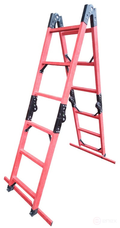 LSPTD-3.5 fiberglass ladder attached, transformed into a stepladder
