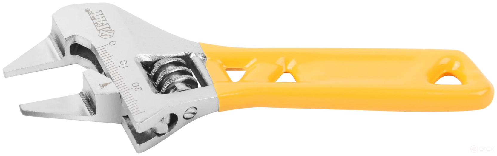 Adjustable wrench "Ultra", CrV, shortened, ground. narrow lips, scale, extra magnification.Grip 140 mm (30 mm)