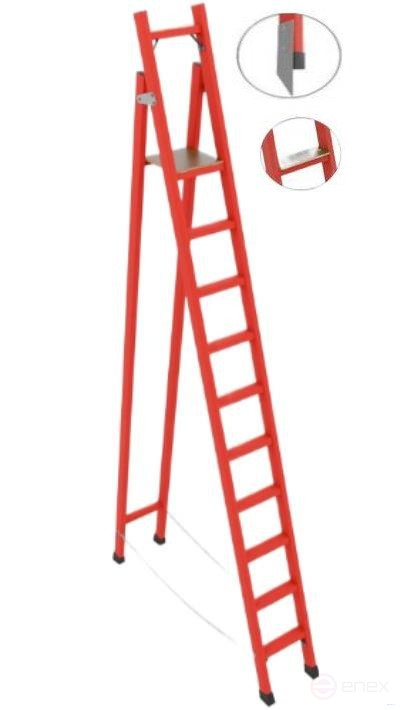 CCC-3.3TSM dielectric stepladder with symmetrical support, Telecom, wide steps, metal ends (Soft ground), h=3300mm, h of the working platform=2400mm, steps 10