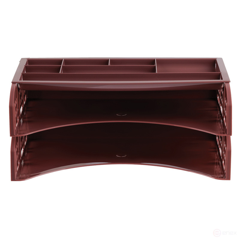 Лоток для бумаг горизонтальный СТАММ "Field", набор 2шт. + органайзер, бордовый Agra