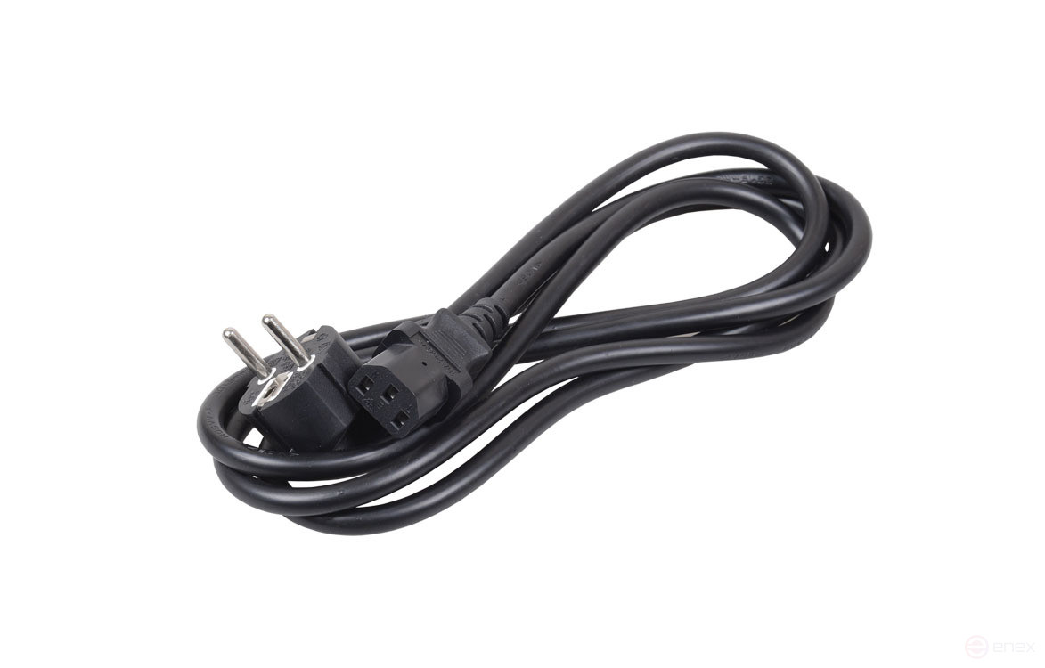 RIPO 1.8m power cable, Schuko-C13 (3*1.00 mm2) 16A, black, angled plug, grounded