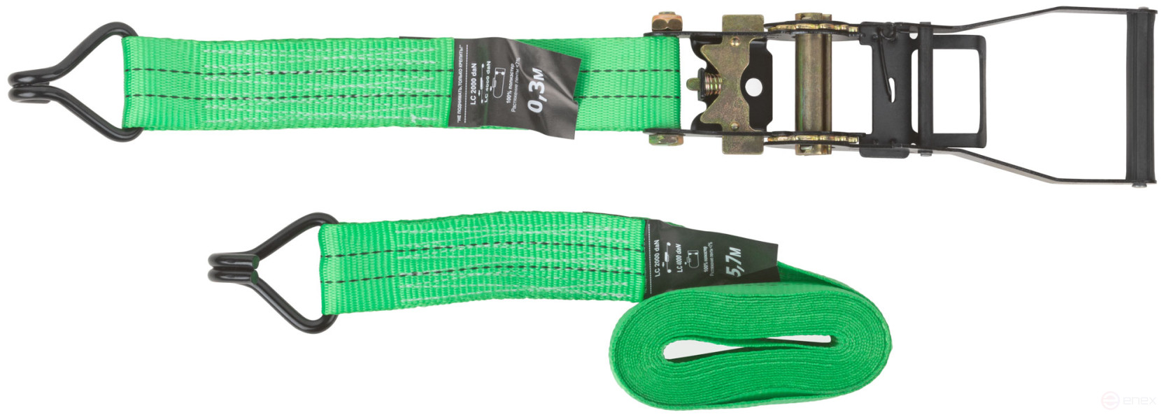 Load fastening strap, ratchet mechanism 230 mm, polyester tape 50 mm x 6 m, 2000 / 4000 kg