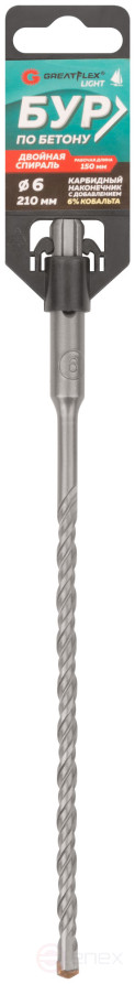 Бур по бетону, SDS-Plus, GreatFlex Light, 6x210 мм