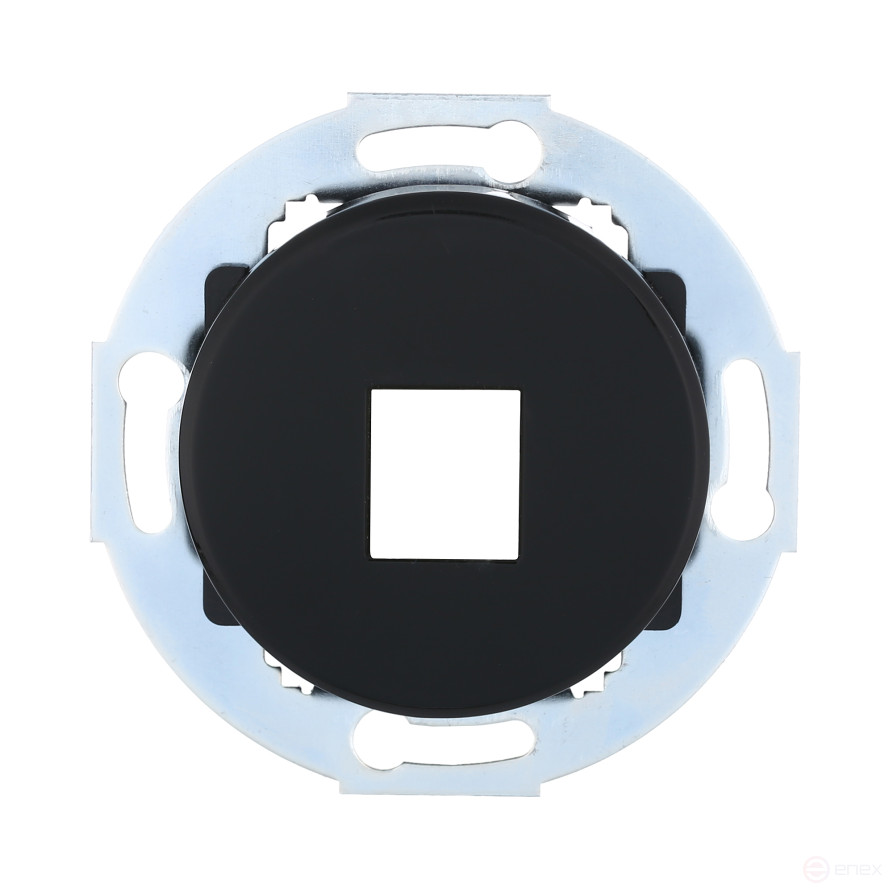Cover plate with a caliper for a computer and telephone outlet for 1 input (black) WITHOUT Vintage mechanism