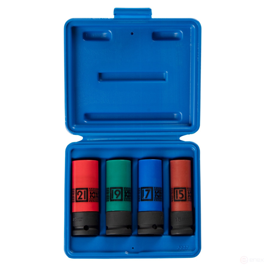 1/2" Deep Impact Socket Set, hexagon, 15, 17, 19, 21 mm KING TONY 44904MP01