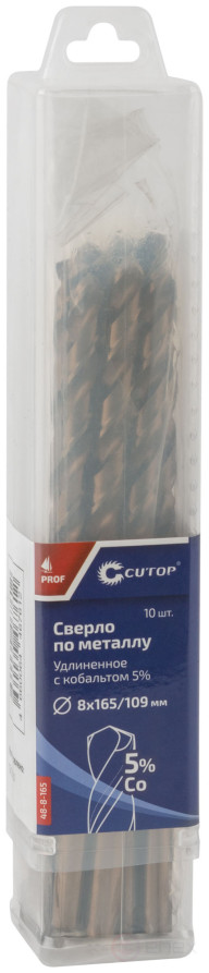 Сверло по металлу удлиненное CUTOP Profi с кобальтом 5%, 8 х 165 мм (10 шт.)